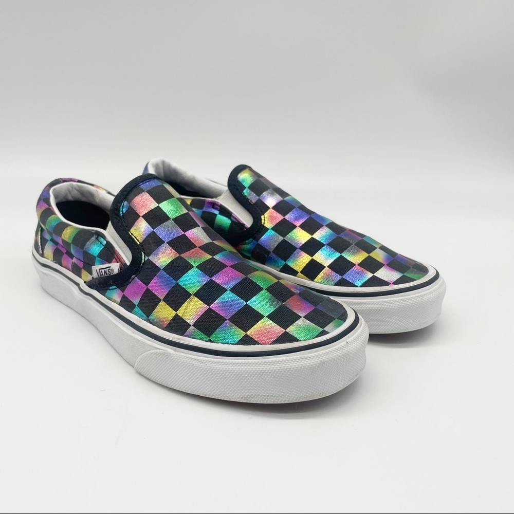 Vans Slip-On Checkerboard Iridescent Multi-Color Sneakers